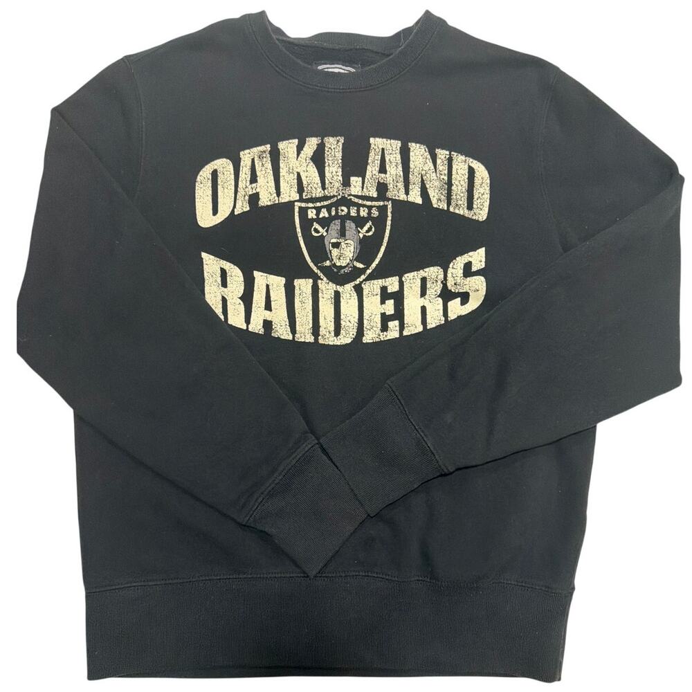 Vintage 90s Pro Player Oakland Raiders Sweatshirt Size Medium Black Baggy GUC